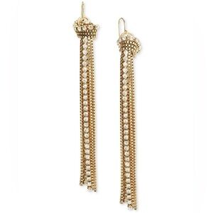 NWT  Pave & Chain Tassel Linear Drop Earrings